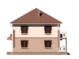 Фасад двухэтажного дома с гаражом, балконом и террасой «КД-24» -справа