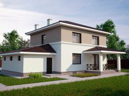 Проект двухэтажного дома с гаражом и террасой «КД-25» - фото №1