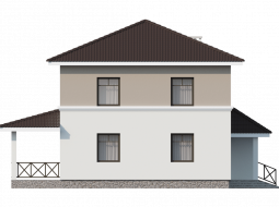 Фасад двухэтажного дома с гаражом и террасой «КД-25» - слева