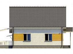 Фасад мансардного дома с гаражом и террасой «КМ-96» - спереди