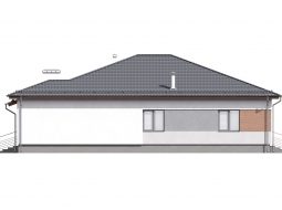Фасад одноэтажного дома с гаражом и террасой «КО-116» - справа
