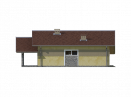 Фасад одноэтажного дома с гаражом и террасой «КО-70» - слева