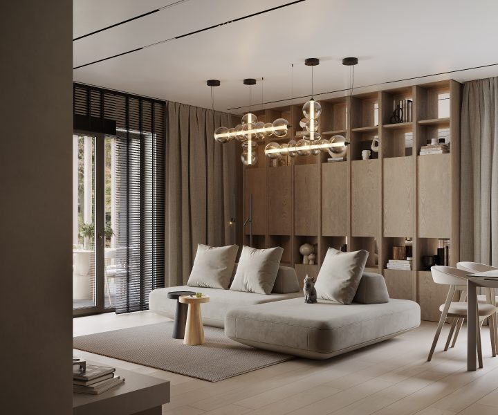 дизайн гостиной и кухни