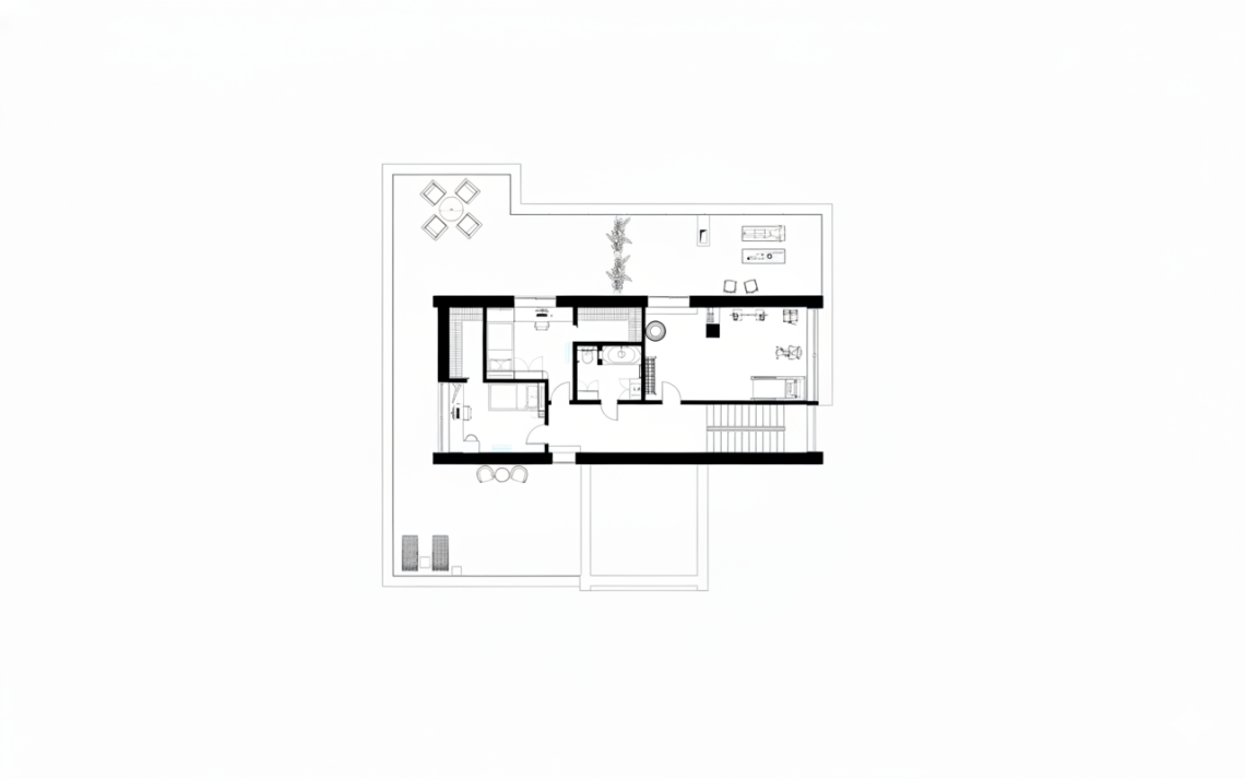 План мансардного этажа дома 364 м² с террасой 31 м² и спортзалом, проект Гомель Антэй